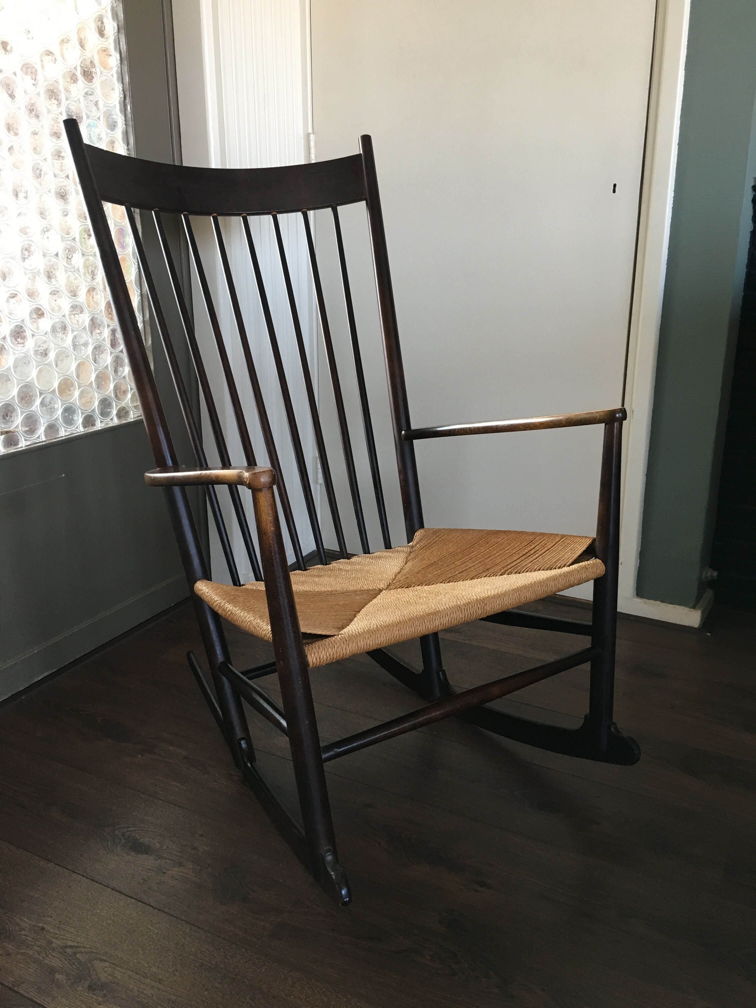 Vintage Scandinavian J16 rocking chair by Hans J. Wegner for FDB