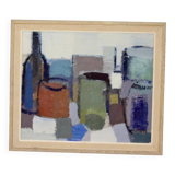 Mid-century original swedish oil on canvas "still life" by gösta falck
