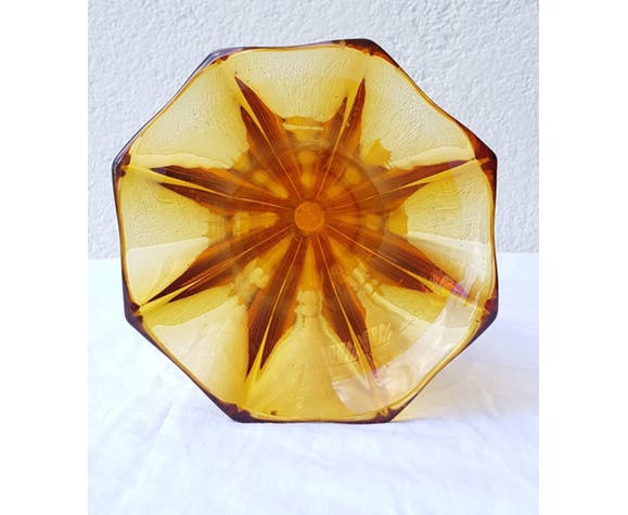 Art Deco amber glass vase