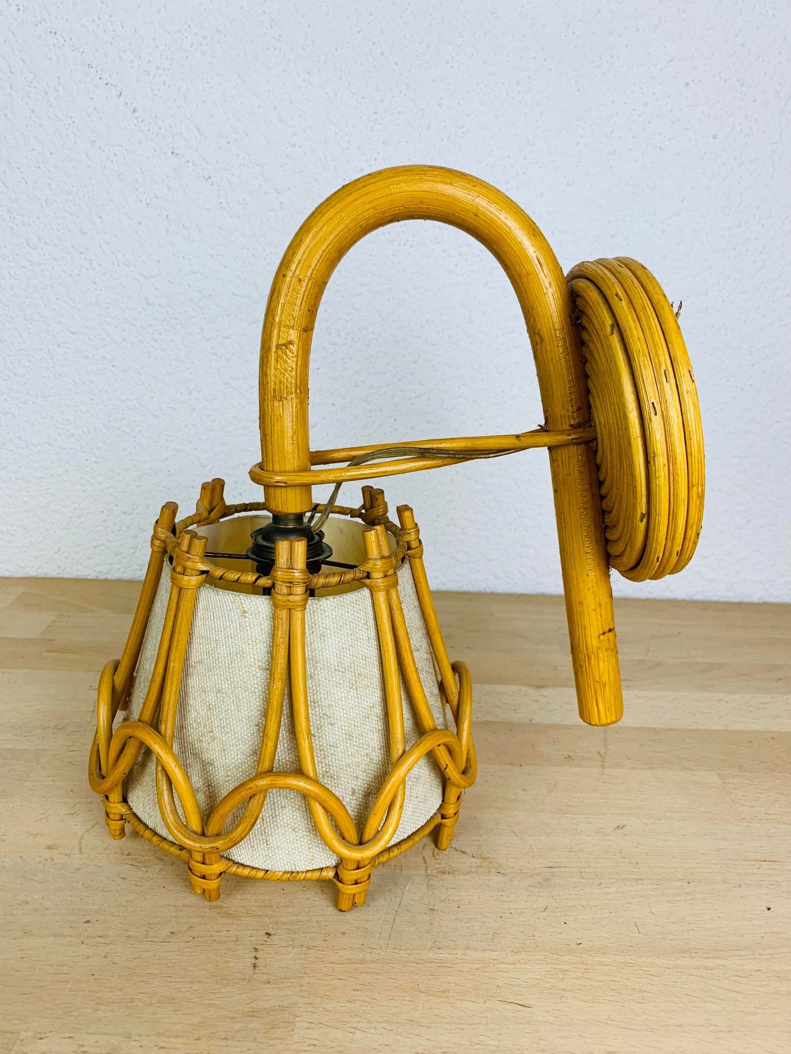 Rattan wall lamp 50s jungle chic, Sognot