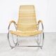 Vintage chrome and wicker rocking chair, 1970s