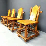 Vintage brutalist dining chairs, set of 4 - 1960s