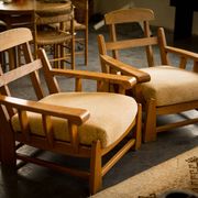Fauteuils en orme édité par Maison Regain 1980