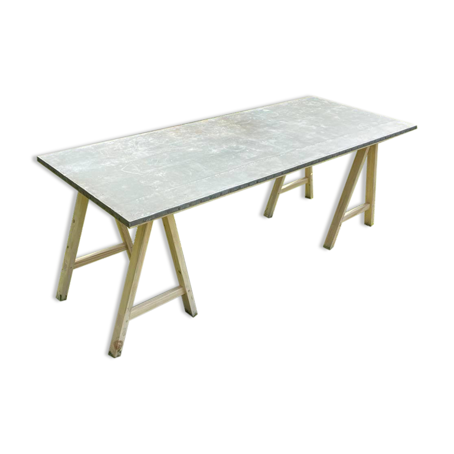 Trestle table, zinc top