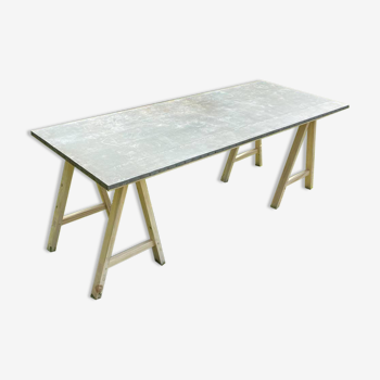 Trestle table, zinc top