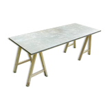 Trestle table, zinc top