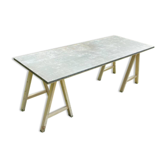 Trestle table, zinc top