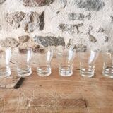6 50s Wine Glasses, Art Deco pattern. Chiseled glass