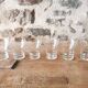 6 50s Wine Glasses, Art Deco pattern. Chiseled glass