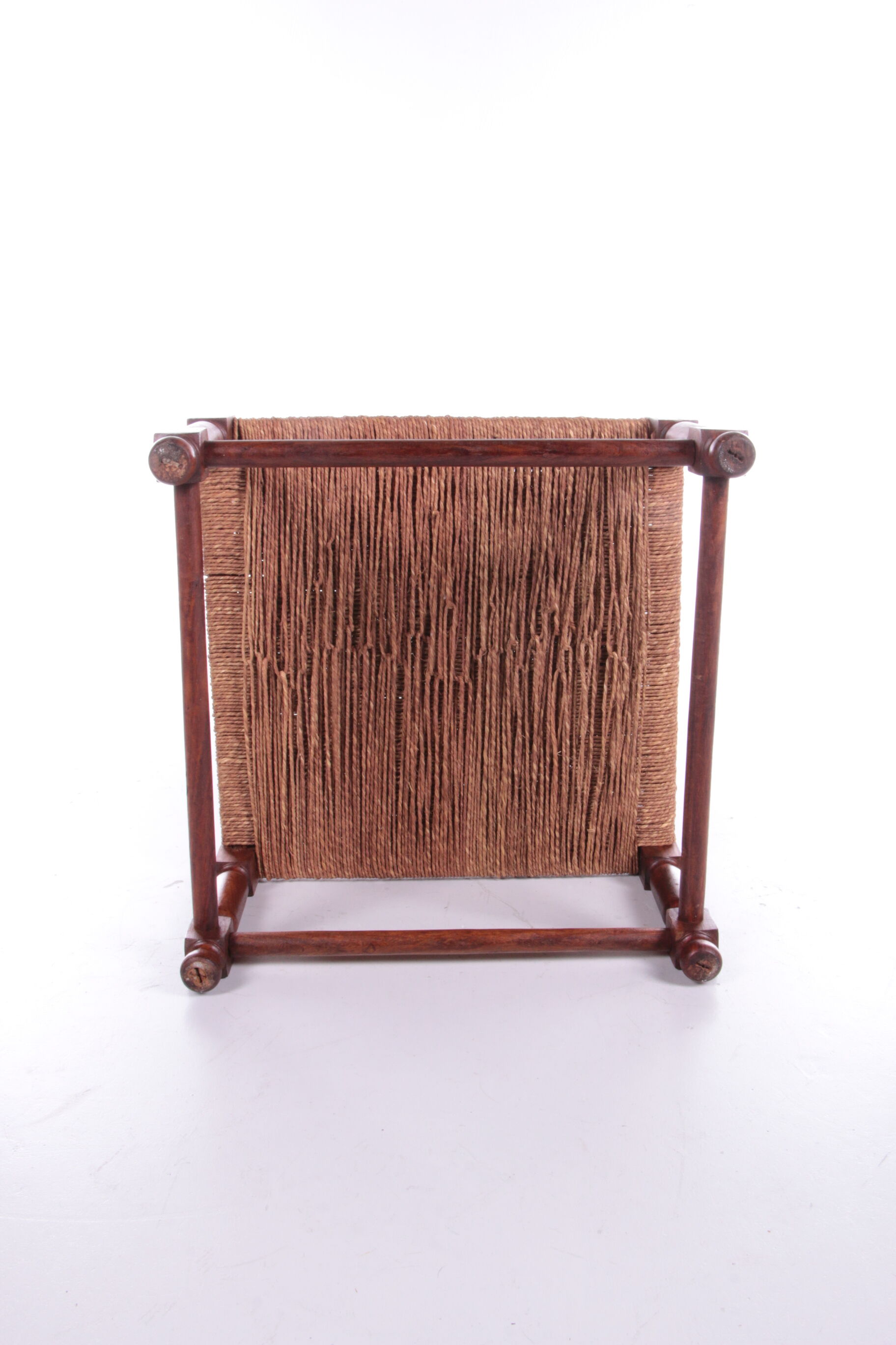 Vintage Brutalist stool or footstool made of jute rope, 1960s