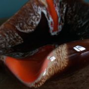 Flamed ceramic ashtray in Vallauris style from the 1970s.