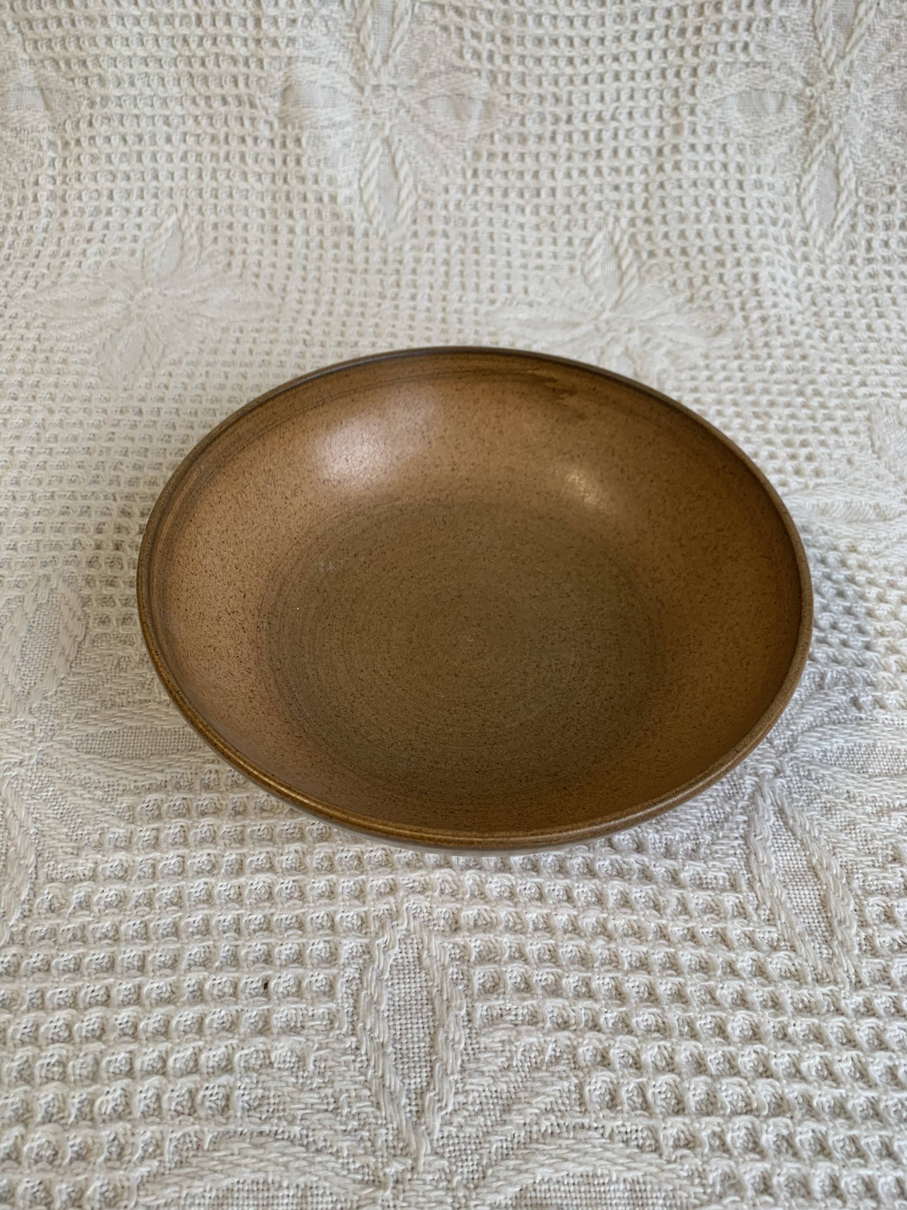 Longchamp glazed stoneware salad bowl, dating from the 1970s, in brown tones