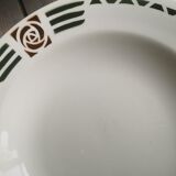 4 Soup Plates Faience from Salins Decor Green and Orange