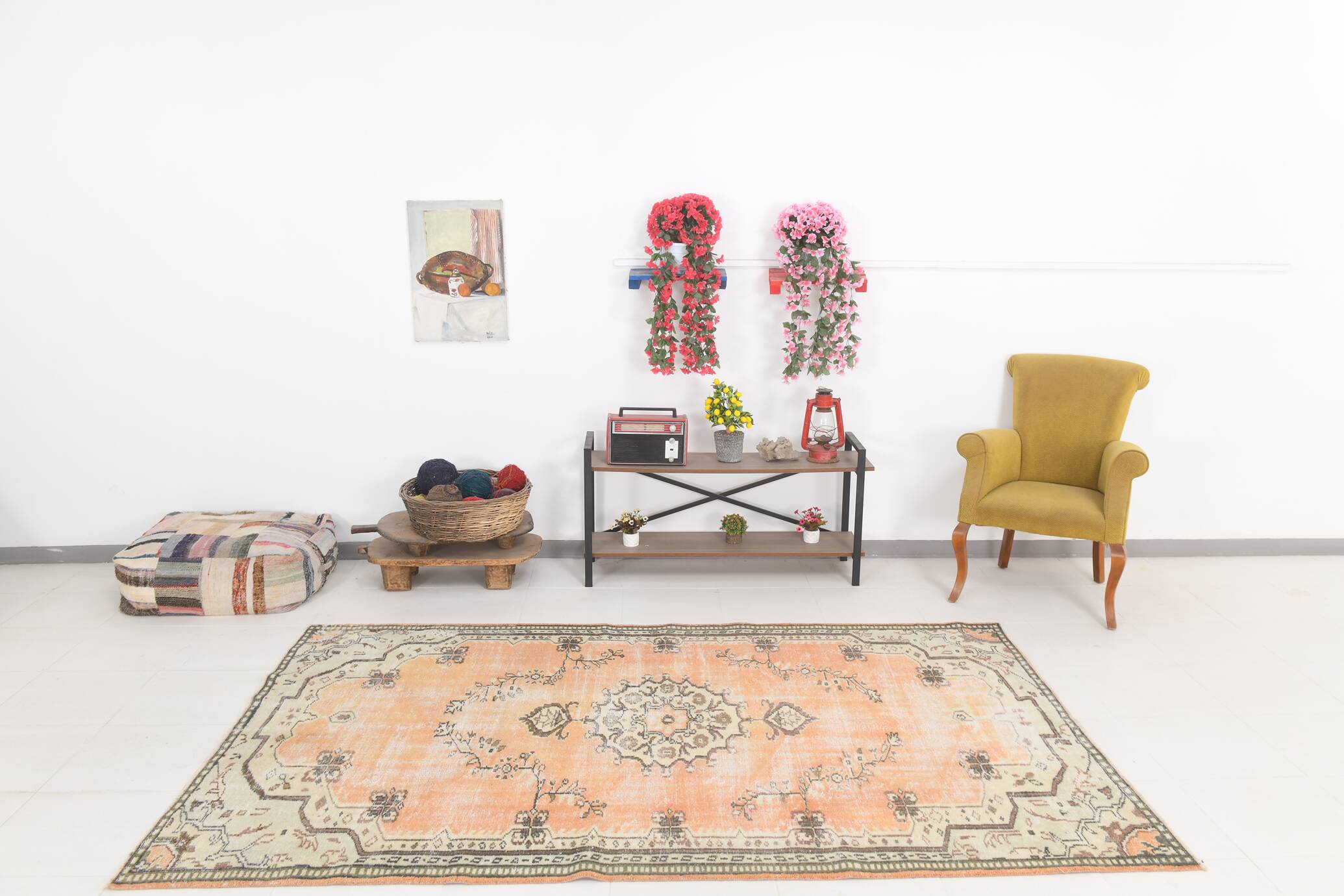 5x9 Peach Orange Antique Vintage Rug 166x263Cm SK 24342