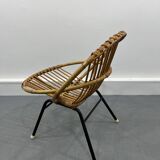 Chaise en Rotin et Métal de Rohé Noordwolde, Pays-Bas, 1950s