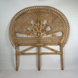 Rattan headboard decoration peacock tail
