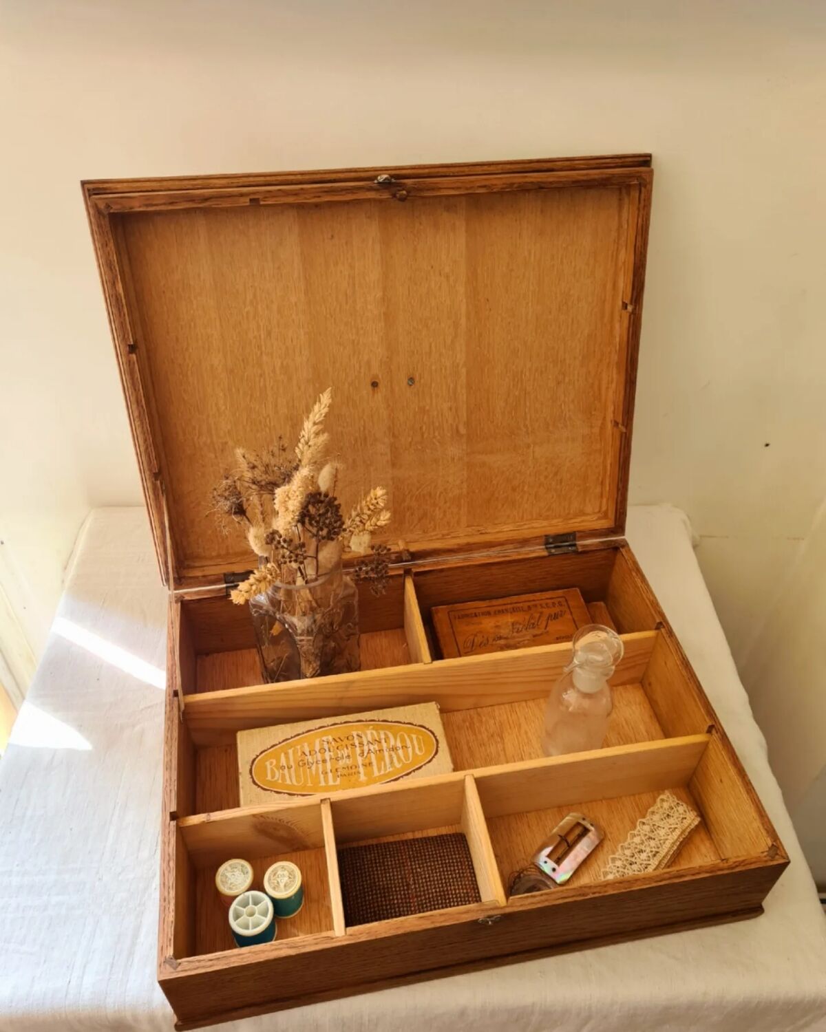 Old oak sewing box