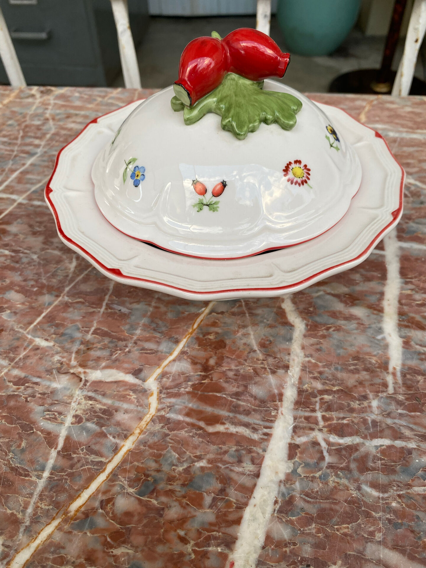 Vintage porcelain butter dish and jam pot – Villeroy & Boch