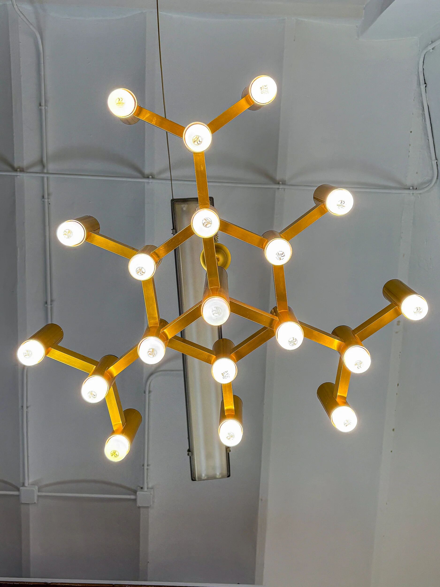 Gaetano Sciolari geometric chandelier, 19 lights, Italy, 1970s