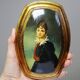 Small vintage Venetian oil on wood convex medallion portrait.
