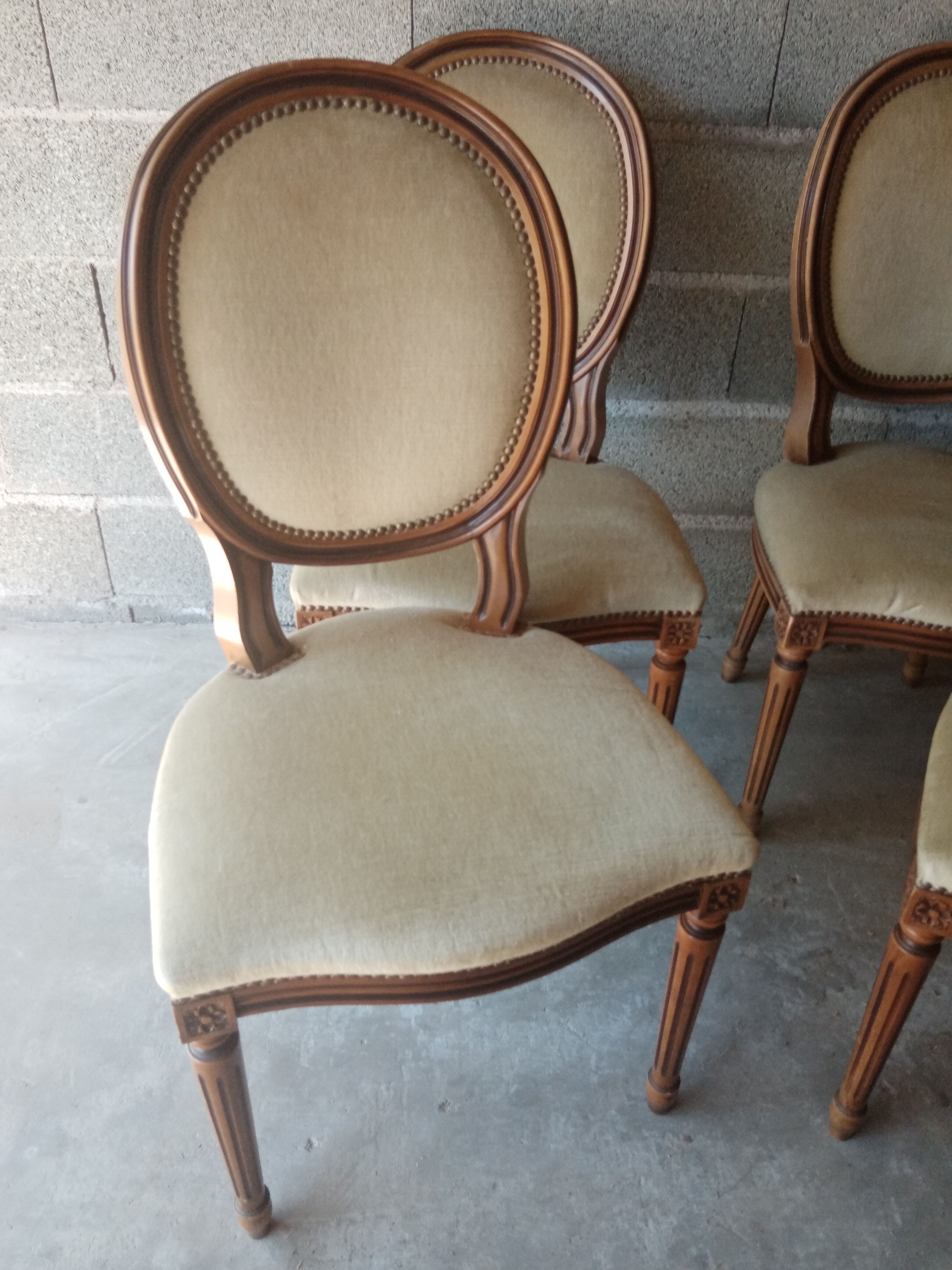 Suite 4 chairs medallion wood and fabric