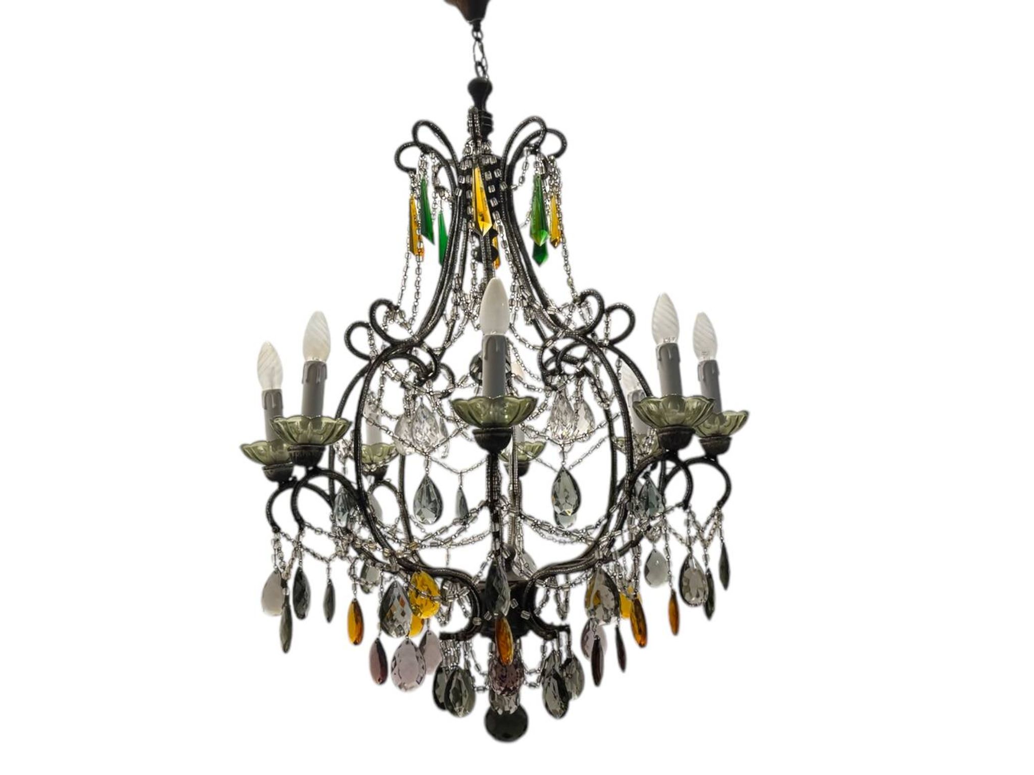 Grand lustre en cristal multicolore des années 1950