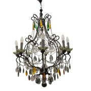 Grand lustre en cristal multicolore des années 1950