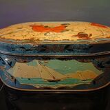 Lithographed sheet metal box " éts au planteur de caiffa " decorations children beach sea boats