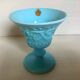 Blue opaline footed bowl vase Italy