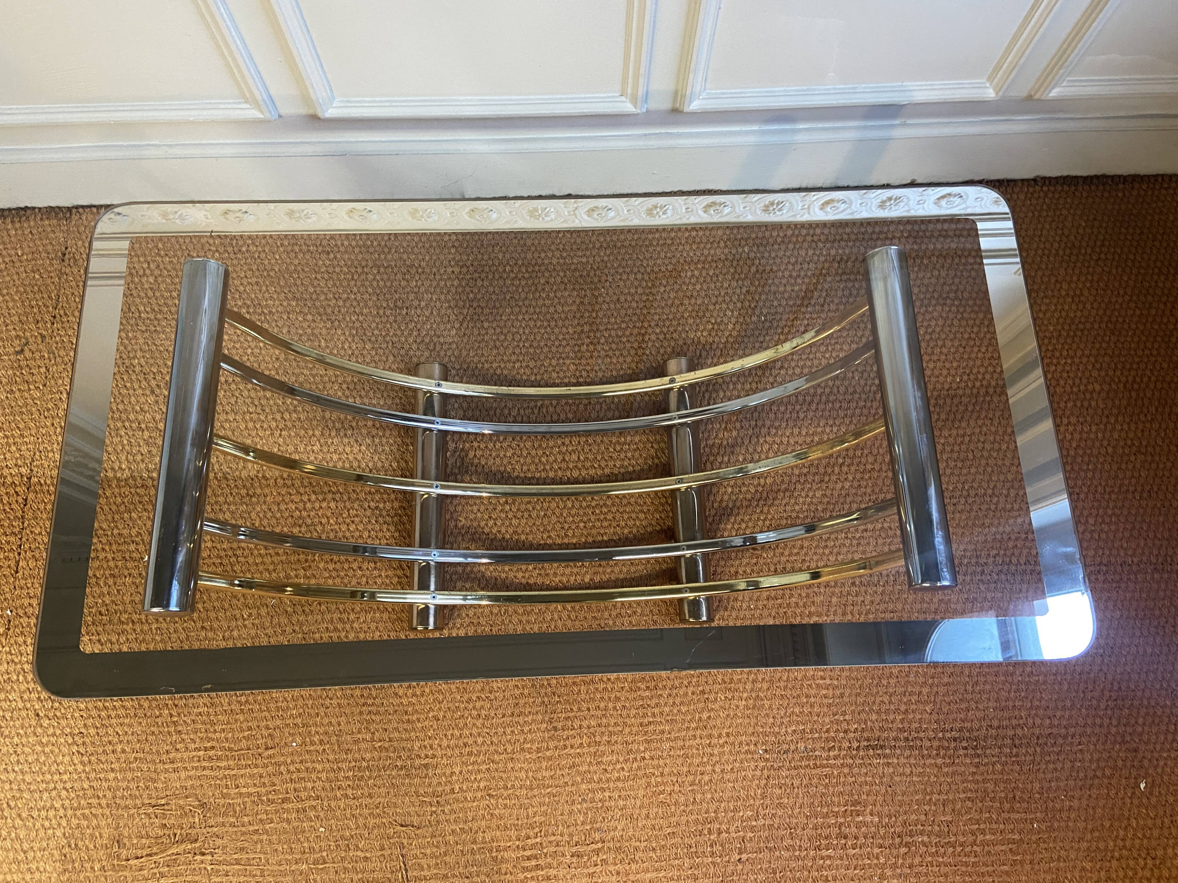 Gold and chrome metal coffee table, Belgo Chrom, 1970s