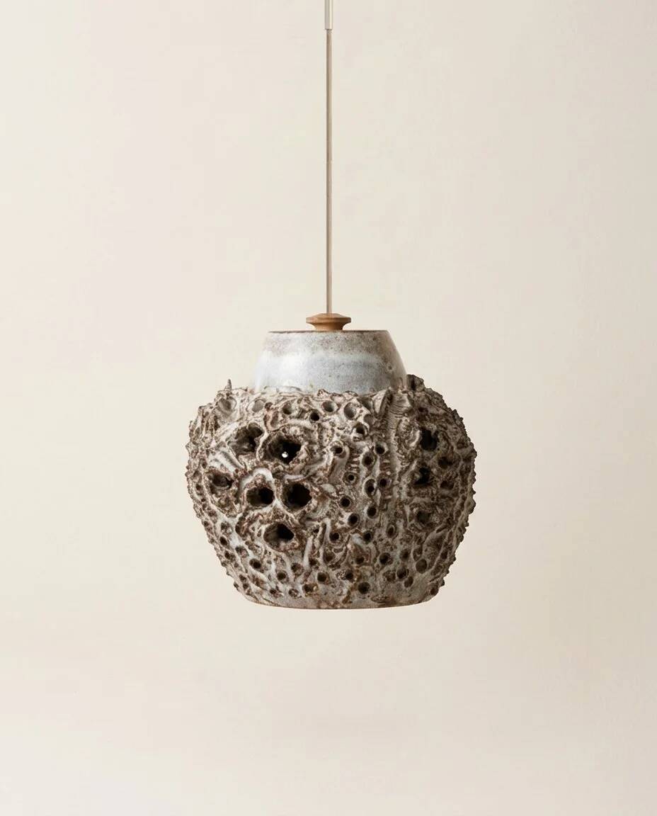 Suspension en grès émaillé par Bodil Marie Nielsen, Danemark, vers 1960
