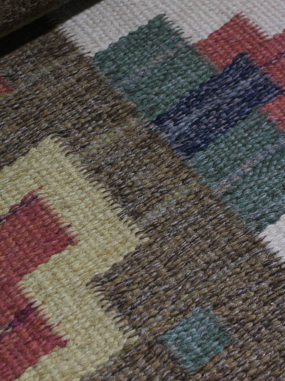 Greta Kruse Mid-Century Wool Kilim 102x264cm, Signed