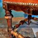 Wood and leather stool 1900s