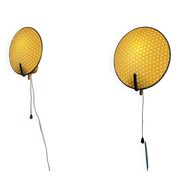 Pair of green plexiglass and gold metal wall lights by Erco, 1950s, Germany.