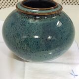 Spotted Blue Ceramic Ball Vase