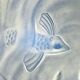 Verlys, iridescent glass cut with a design of geese and fish.