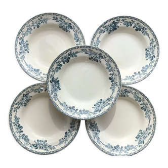 5 Hollow plates Terre de Fer model Guadeloupe Debray blue