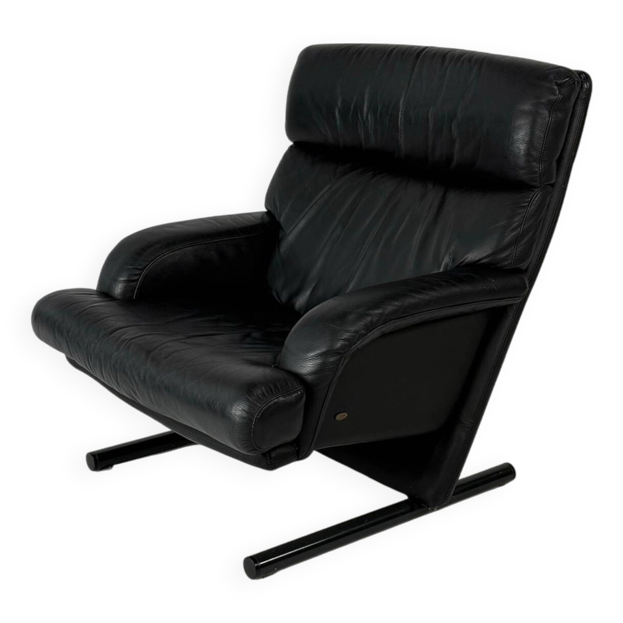 chaises postmodernes en cuir noir, années 1980