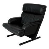chaises postmodernes en cuir noir, années 1980