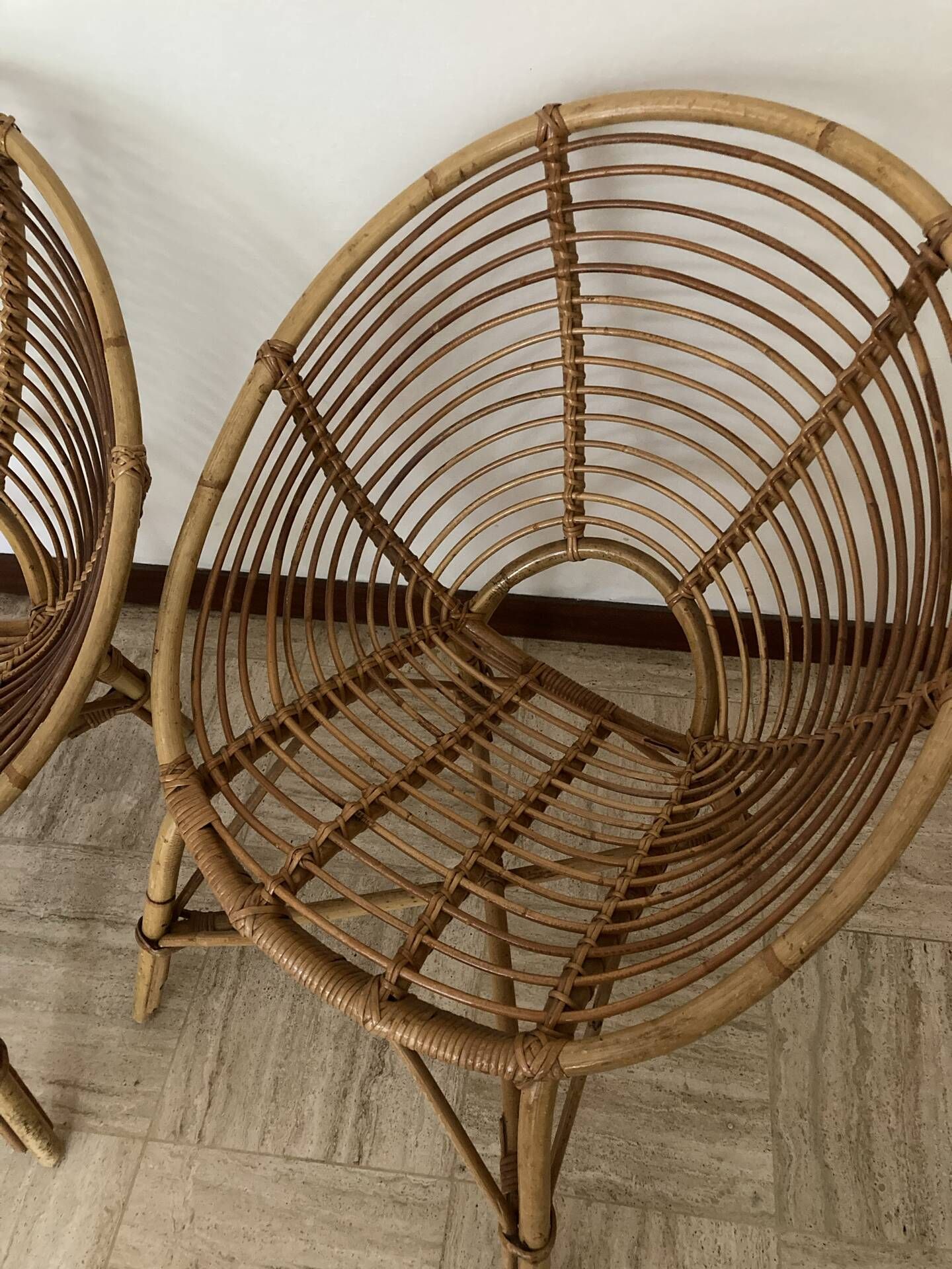 Vintage rattan shell chairs