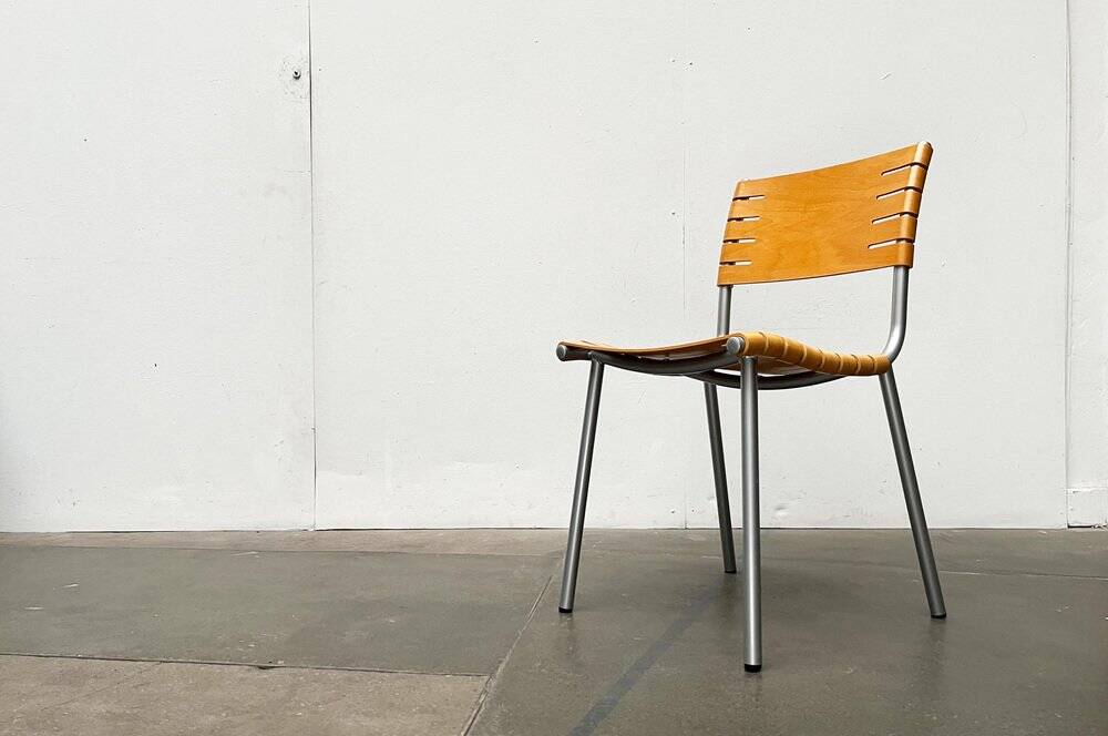 Postmodern chair in metal and wood by Ruud Jan Kokke for Harvink, 1990s.