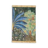Painted canvas depicting monkeys on a fruit tree. Contemporary.