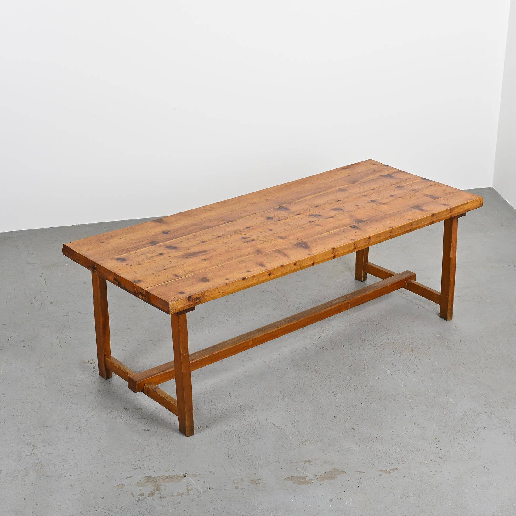 Solid pine table by Christian Durupt, 1970s