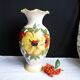 Flower vase, French vase in hand-painted earthenware, vase with floral decoration.