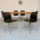 Set of 6 wooden and chrome chairs, Pagholz design from the 80s, vintage Pagwood.