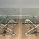 Pair of Plexiglass and Chrome Side Tables with X-shaped Legs, Work