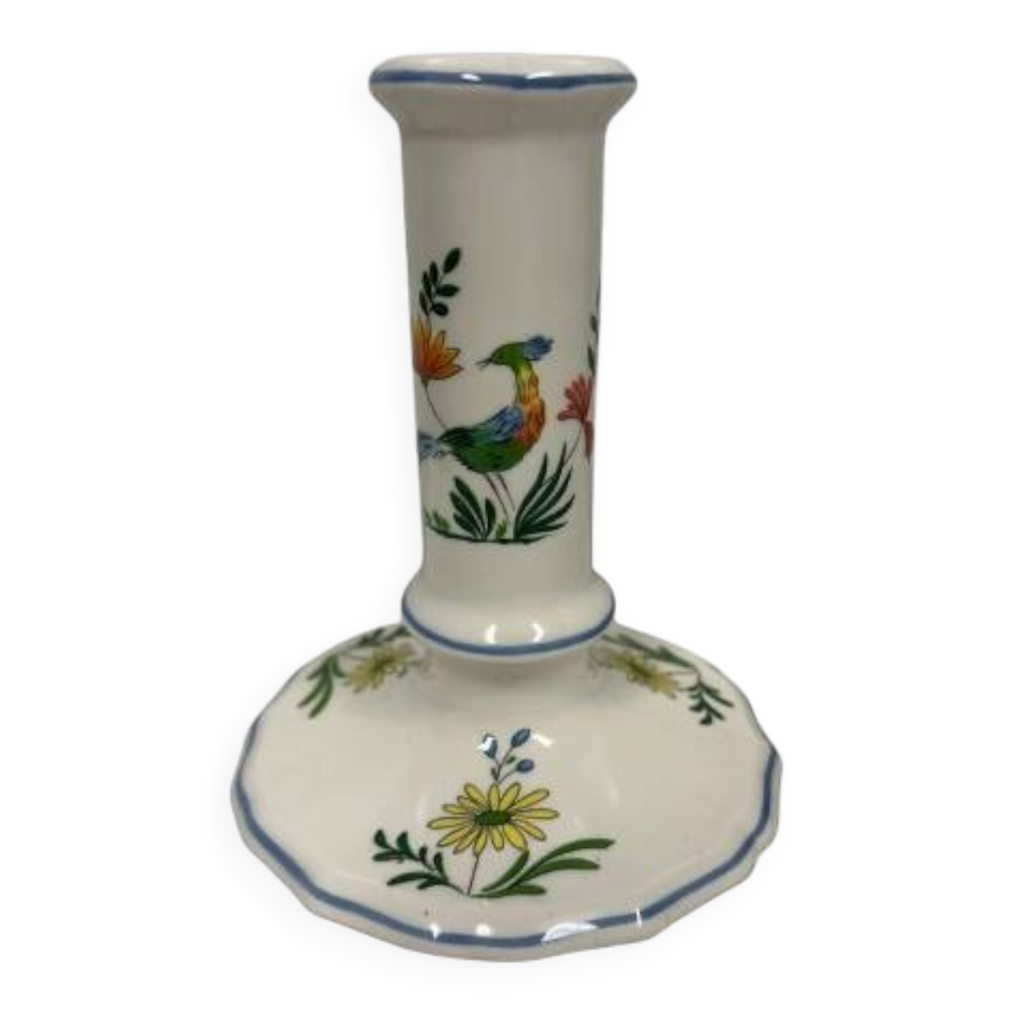 Candle holder in Gien, birds of paradise decor