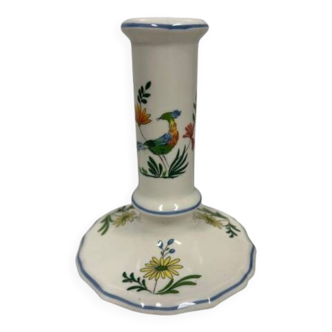 Candle holder in Gien, birds of paradise decor