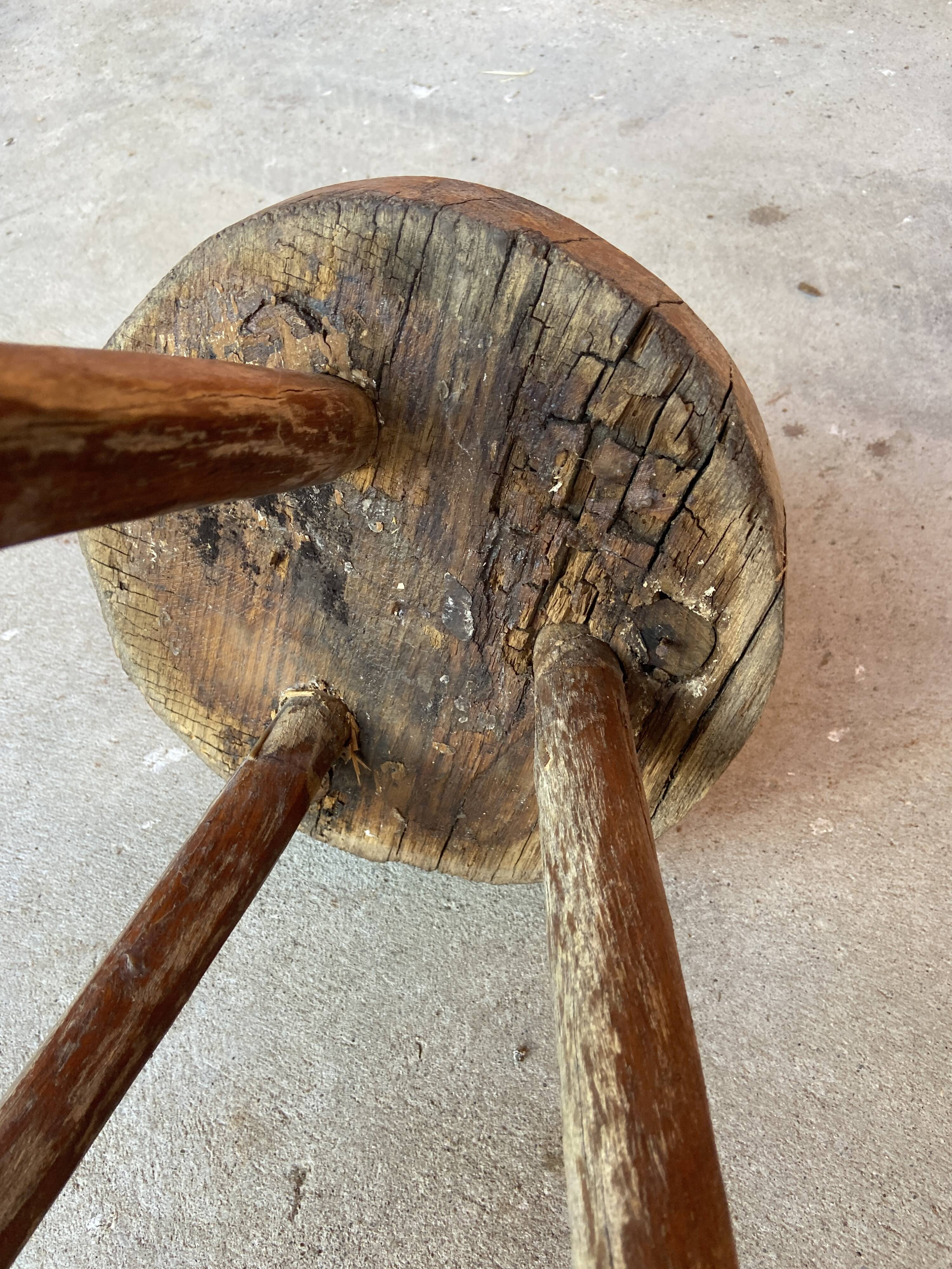 Paire de tabourets de ferme antique 1900s