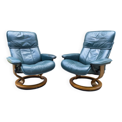 Fauteuils en cuir Stressless par Ekornes, Norvège, 1980, set de 2